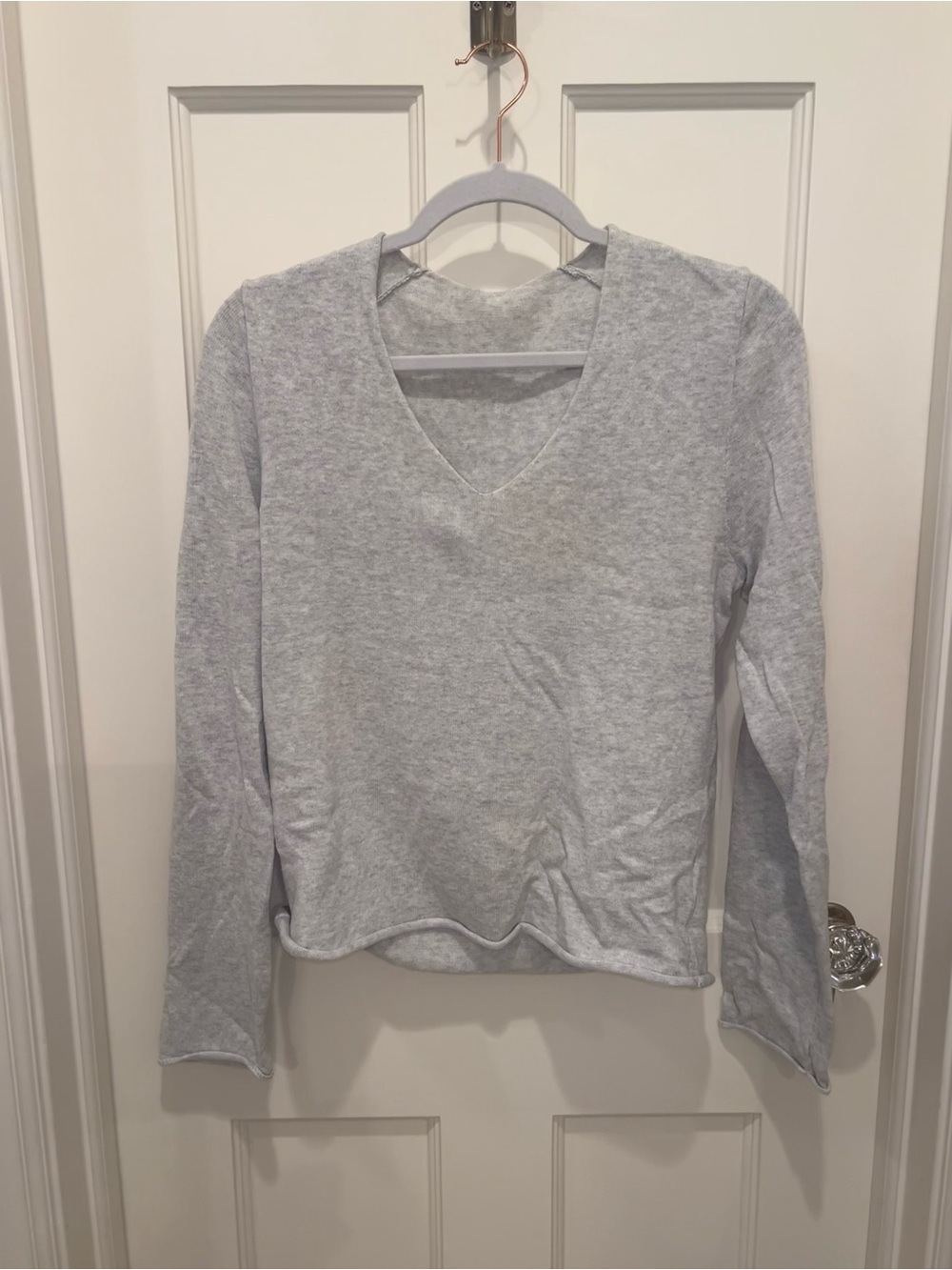 Brandy Melville John Galt Andi V-Neck Light Gray Sweater